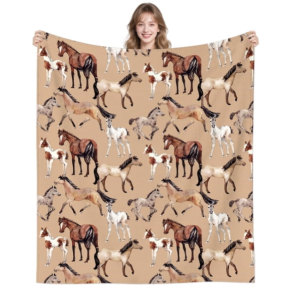 Horse Blanket Gifts for Women Men Adults,Soft Flannel Horse Plush Throw Blanket Horses Gift Merch Stuff for Bed Couch Office Camping 50"X40"