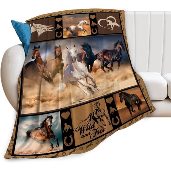 Horse Blanket for Girl Boy Horse Stuff Throw Blanket Super Soft Fleece Flannel Cozy Plush Fuzzy Horse Decor Gifts for Horse Lovers for Couch Sofa Bed 80"X60"