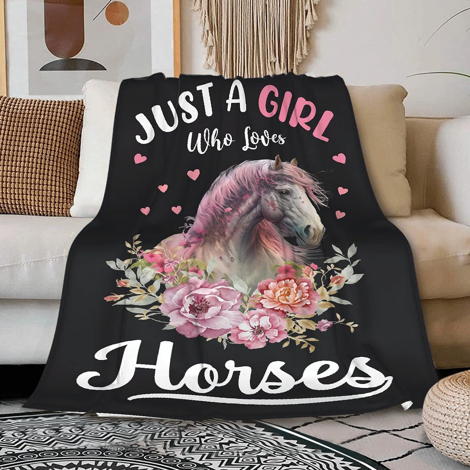 Horse Blanket Warm Lightweight Horse Blanket Gift for Girls Women Cute