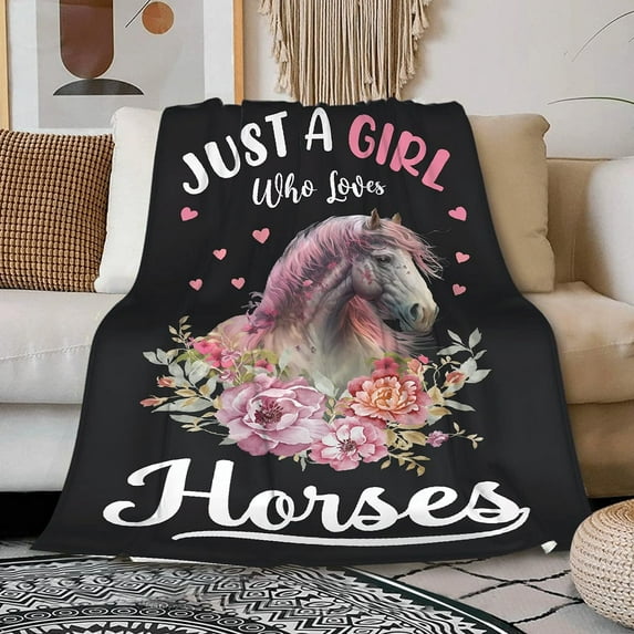 Horse Blanket Warm Lightweight Horse Blanket Gift for Girls Women Cute Animal Horse Decor Soft Cozy Horse Stuff for Bed, Sofa, Couch, Living Room All Seasons 40"x50" for Kids/Child