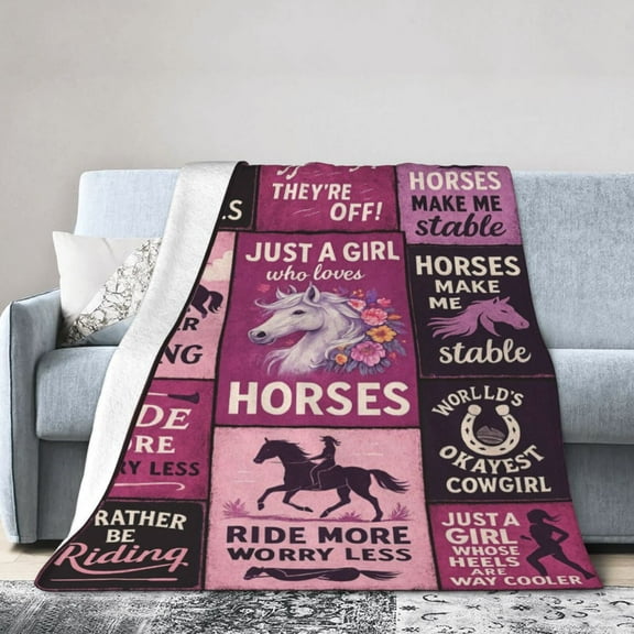 Horse Blanket for Girls Women Horse Lovers Birthday Gifts Decor Soft Flannel Throw Blanket 60x50