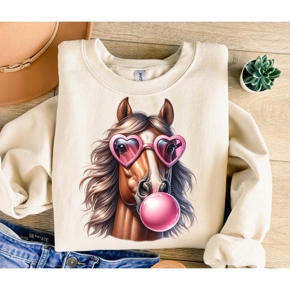 Horse Blowing Bubble Gum Shirt, Horse Shirt, Funny Shirt, Trendy Shirt