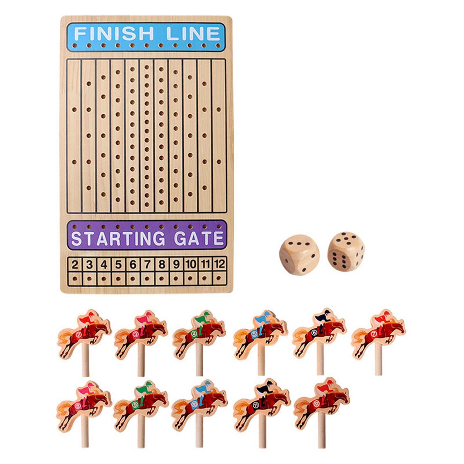 Horse Board Game Wooden Challenge Toy Horses Dice & Cards For Kids