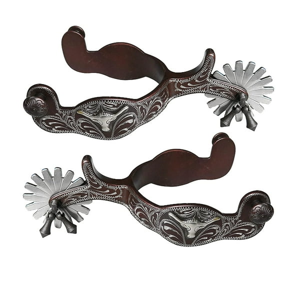 Horse Boot Spur Hand Carved Decoration with Gear Western Cow boy Horse Spur Metal Horse Boot Spur Easy to Use