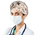 thumbnail image 1 of Horse Bouffant Caps with Button and Sweatband, Adjustable Scrub Caps hat for Women Men, 1 of 5