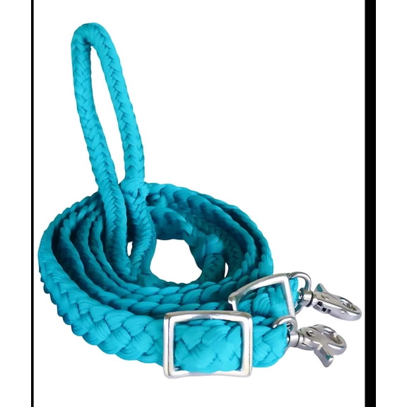 Horse Braided Poly Nylon Roping Western Barrel Reins Tack Turquoise 60753