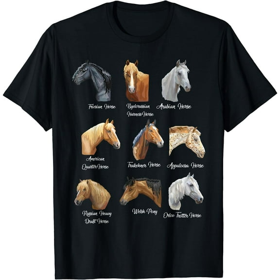 Horse Breeds Equestrian horseback riding gift for girls T-Shirt