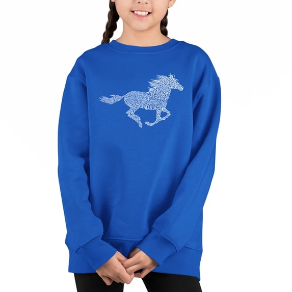 Horse Breeds - Girl's Word Art Crewneck Sweatshirt