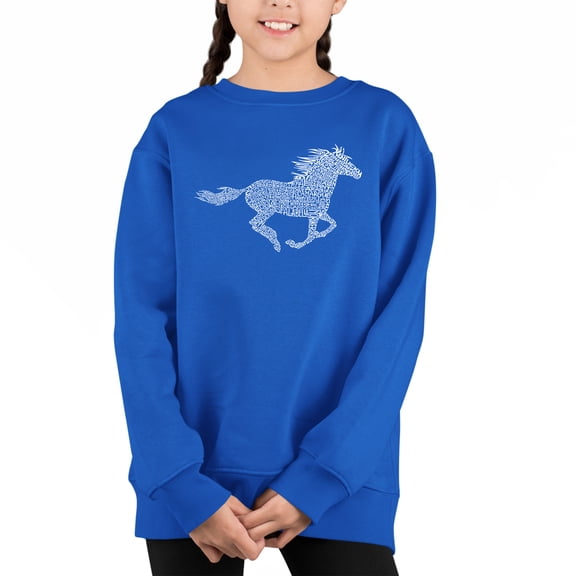 Horse Breeds - Girl's Word Art Crewneck Sweatshirt