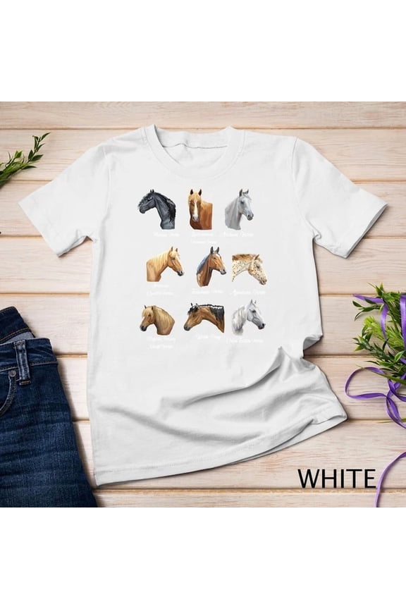 Horse Breeds Horseback Riding Equestrian Gift For Women Unisex S-5XL T-Shirt Birthday Gifts; For Men & Women
