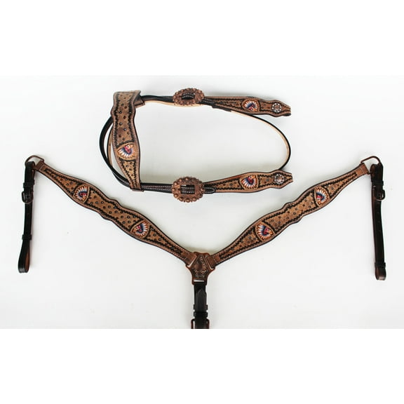Horse Bridle Western Leather Headstall Breast Collar 78147B