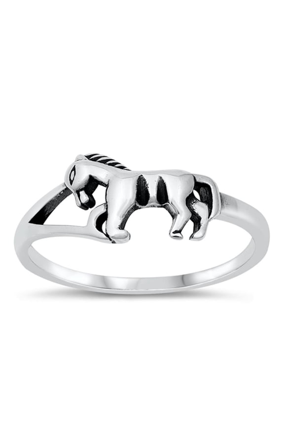 Horse Bronco Cowboy Cowgirl Pony Ring .925 Sterling Silver Band Jewelry Female Male Unisex Size 10