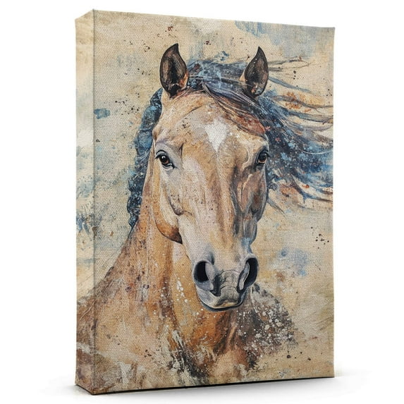 Horse Brown Gray Mustang Canvas Wall Art Animal Decor, Horse Brown Gray Mustang Canvas Prints Wild Animal Artwork for Living Room Bedroom Office 190HD581