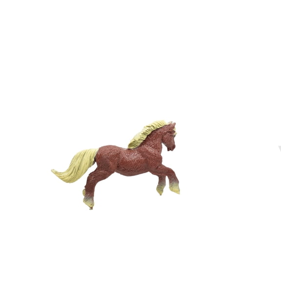Horse, Brown Pony with White Mane, Plastic Toy Animal, Realistic Figure, Farm Model, Barnyard Replica, Kids Educational Gift 2 3/4" F4266 B375