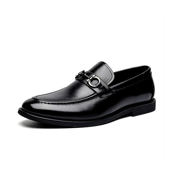 Horse Buckle Casual Shoes Men's Handmade Genuine Leather Retro British Men's Leather Shoes Slip-on Casual Shoes