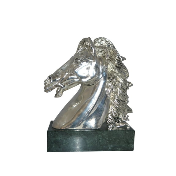 Horse Bust  Silver Finished Statue -  Size: 16"L x 7"W x 20"H.