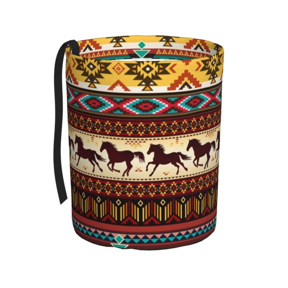 Horse Car Trash Can Waterproof Cylindrical Car Garbage Can with Adjustable Strap & Magic Tape, Portable Vehicle Trash Bin for Cars, Trucks, SUVs
