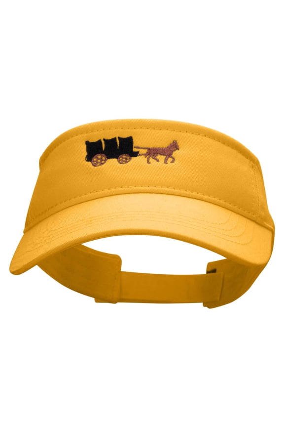 Horse Carriage Embroidered Brushed Sports Visor - Yellow OSFM