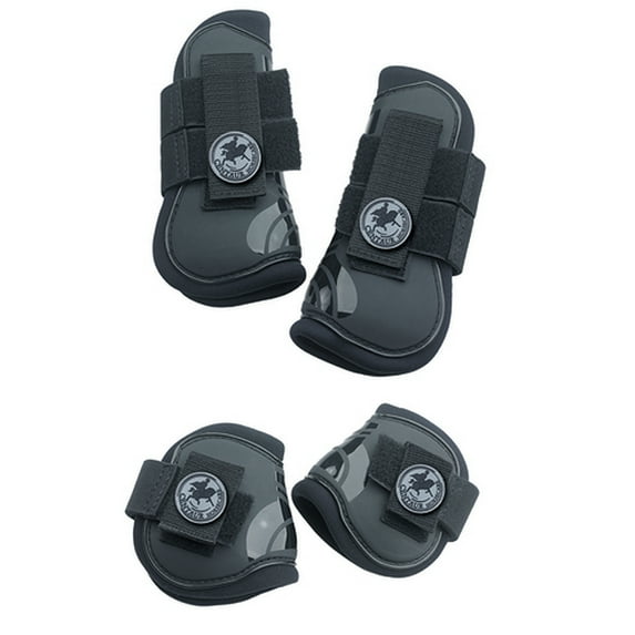 Horse Centaur Double Elastic Hook Loop Closures Boots Set Of 4 Black