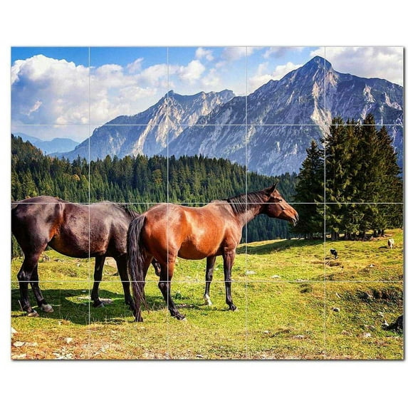 Horse Ceramic Tile Mural Kitchen Backsplash Bathroom Shower, 402867-M54