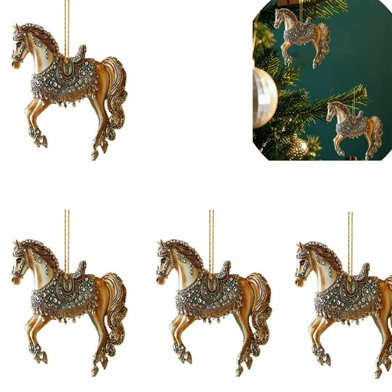 Horse Christmas Ornament Christmas Ornament 2025 - 2D Horse Acrylic Hanging Decoration, Horses Decor Christmas Tree Ornament, Holiday Keepsake Gift for Horses Lovers Girls, Women, Friends,4PCS