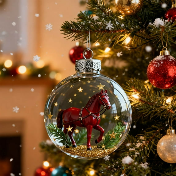 Horse Christmas Ornament Collection - Equestrian Design for Christmas Tree Hanging, Home Party, Mantel Display, Lightweight & Durable, Holiday Decor for Horse Enthusiasts, 3.15*3.15*3.94in, G