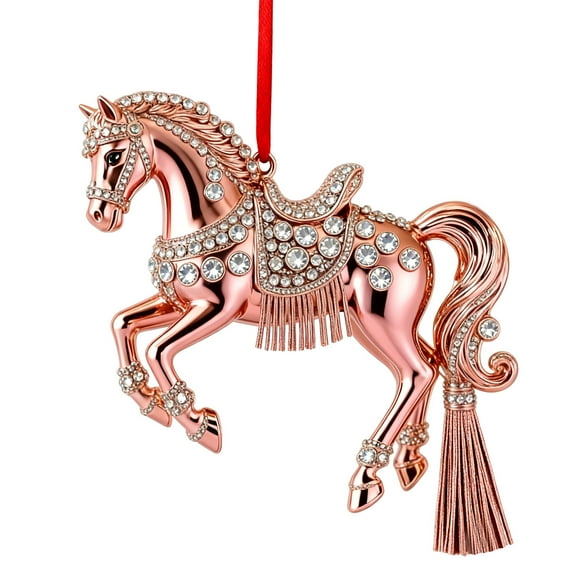 Horse Christmas Ornaments, 2D Acrylic Horse Ornament for Christmas Tree for Women Girls Horse Lovers Equestrian Gifts and Xmas Tree Home Decor (1PC, Pink)