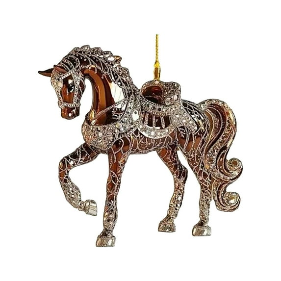 Horse Christmas Ornaments, 2D Acrylic Horse Ornaments For Christmas Tree,Acrylic Horse Ornament With Rhinestones,Xmas Christmas Tree Decorations Ornaments,Horse Gifts For Horse Lovers,A