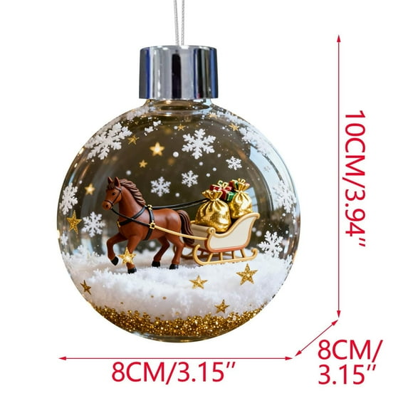 Horse Christmas Ornaments Collection Clear Acrylic Equestrian Theme Baubles with Glitter for Tree Decor Gift for Horse Lovers(B)