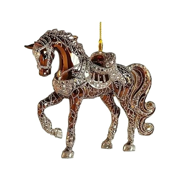 Horse Christmas Ornaments,Equestrian Gifts,Horse Ornaments for Christmas Tree,Horse Christmas Tree Ornaments,Gifts for Horse Lovers,Metal Horse Ornament With Rhinestones,Horse Gifts for Women,A