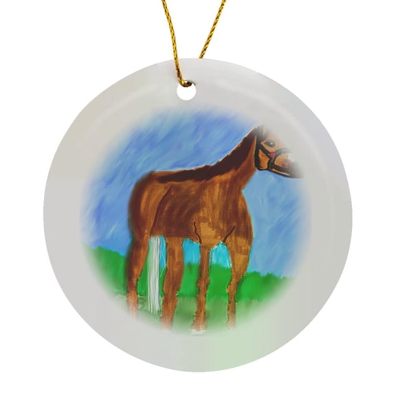3drose, Horse, Circle Porcelain Ornament