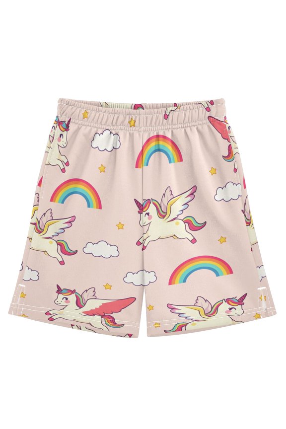 Horse Cloud Rainbow Five-pointed Star Pattern Athletic Shorts Breathable with Comfort Fit Drawstring Casual Sweatshorts Large
