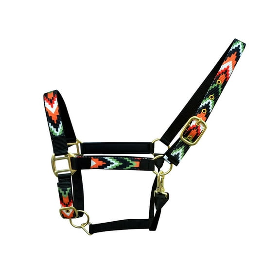Horse Cob Nylon Multicolor Patterned Neoprene Padded Adjustable Halter 606192-C