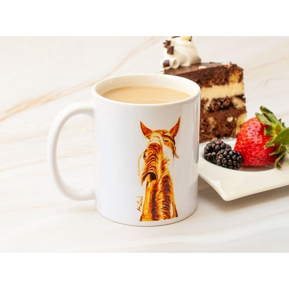Horse Coffee Mug Original Coffee Painting, Equestrian Gift.