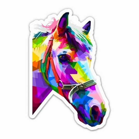 Horse Colorful - 3" Vinyl Sticker - For Car Laptop Water Bottle Phone - Waterproof Decal
