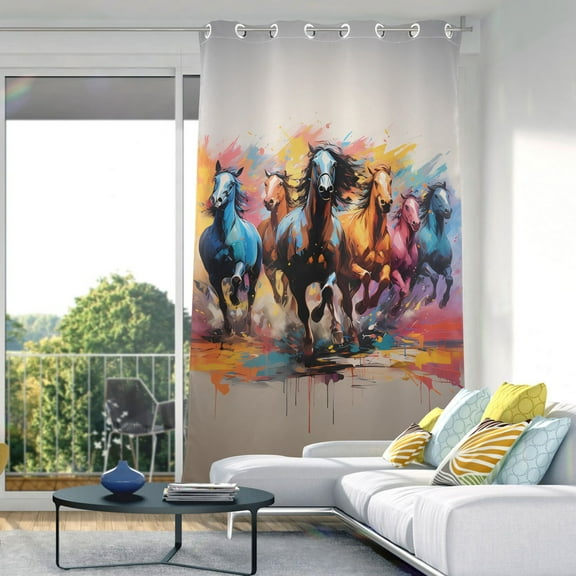 Horse Colorful Blackout Curtain Panels Drapes Privacy Assured with Light Filtering Curtains for Living room Bedroom Bathroom Window