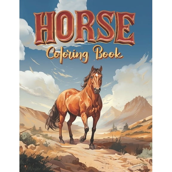 Horse Coloring Book: 50 Designs for Kids and Adults - Stress Relief, Anxiety, and Relaxing Activity Book with Horses and, (Paperback)