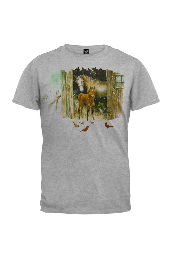 Horse Colt And Cardinal Heather Gray T-Shirt