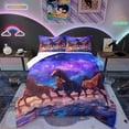 thumbnail image 1 of Horse Comforter Set Glitter Stars Bedding Set ,Psychedelic Galaxy Down Comforter Purple Space Universe Bed Set Brown Galloping Horse Quilted Duvet, 1 of 7