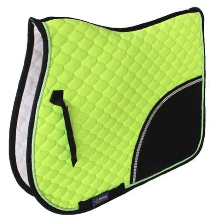 Horse Cotton Quilted ENGLISH SADDLE PAD Tack Trail Riding Lime Green 72F09