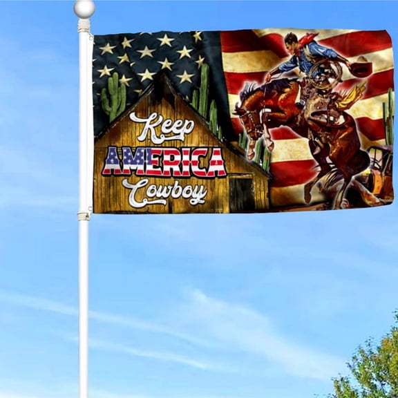 Horse Cowboy America Grommet Flag Banner with Grommets 3x5Feet Man cave Decor