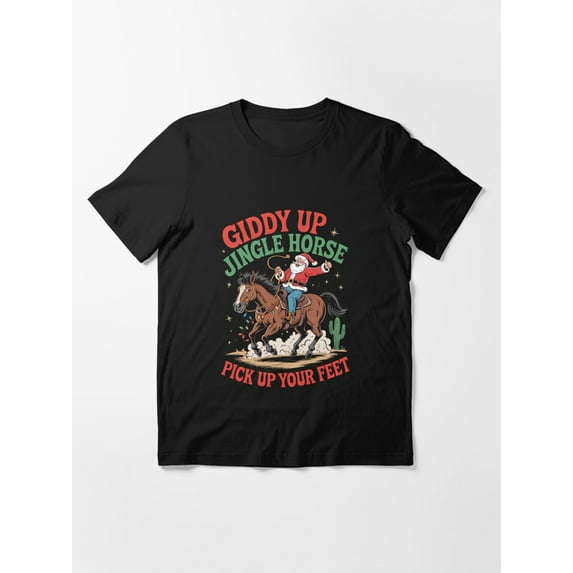 Horse Cowboy Father Christmas Christmas Western Holiday Funny Unisex T-Shirt up to Size 5XL