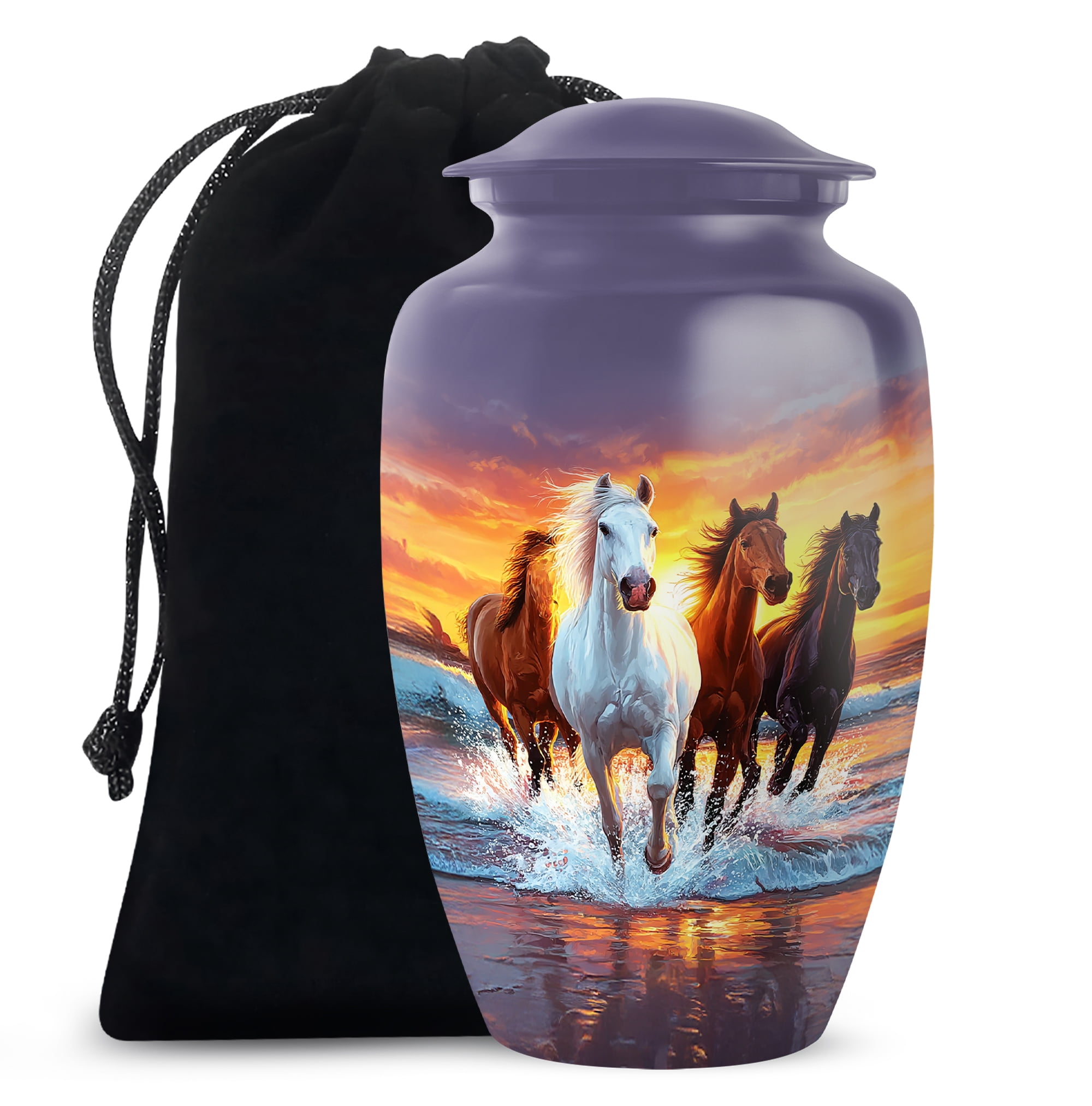 Horse Cremation Urn, Large Urns For Ashes Adult Male, Wild Horse Tribute Urns For Human Ash, Sunset Decorative Funeral Cremation Urn For Ashes, (Size, 10 Inch, 1 Pc)