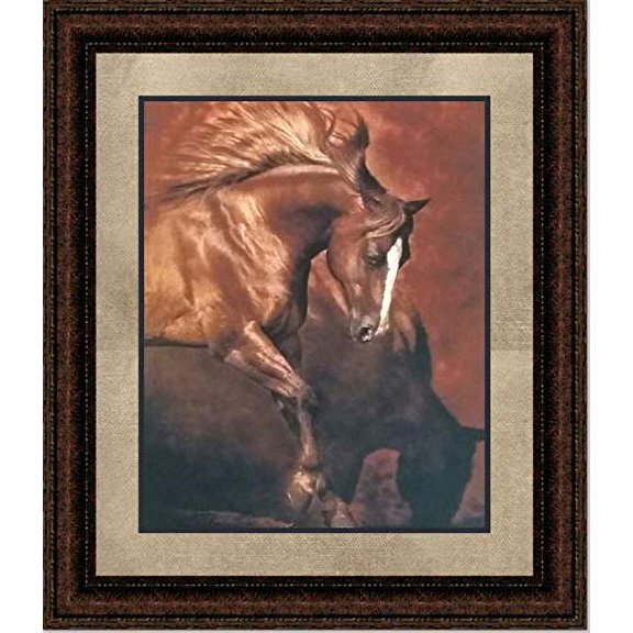 Horse Dancer | Framed Western Horse Art in Double Mat | 21L X 25W" Inches