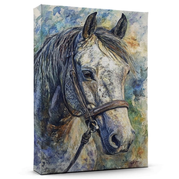Horse Dapple Gray Percheron Canvas Wall Art Animal Decor, Horse Dapple Gray Percheron Canvas Prints Wild Animal Artwork for Living Room Bedroom Office 190HD618