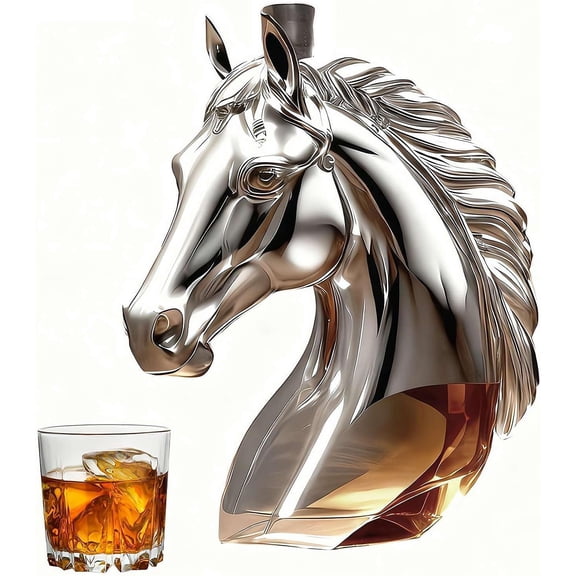 Horse Design Whiskey Decanter Set - 2026 New Glass Liquor Bottle with Decorative Holder, Unique Home Bar Gift for Men, Fun Whiskey Decanter & Bar Decor(a)-yj