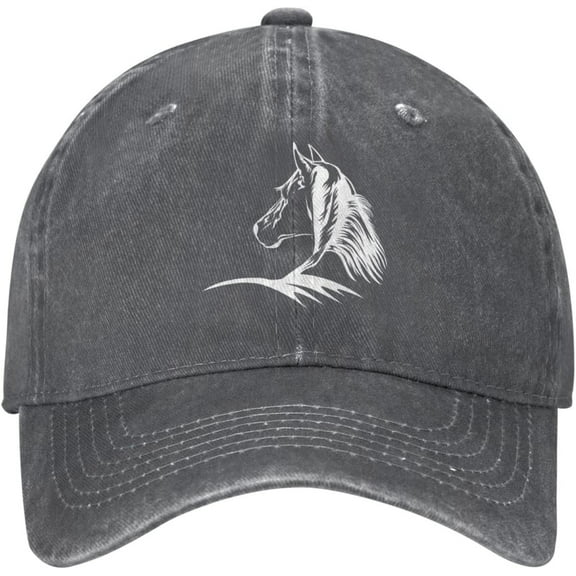 Horse Distressed Adjustable Washed Denim Mens Dad Trucker Hat Baseball Ball Cap for Men