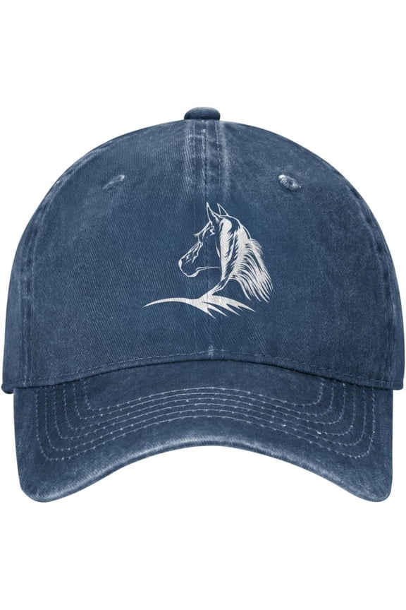 Horse Distressed Adjustable Washed Denim Mens Dad Trucker Hat Baseball Ball Cap for Men