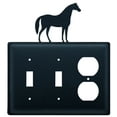 thumbnail image 1 of Double Switch and Duplex Outlet Cover with Horse Accent, Black, 1 of 2