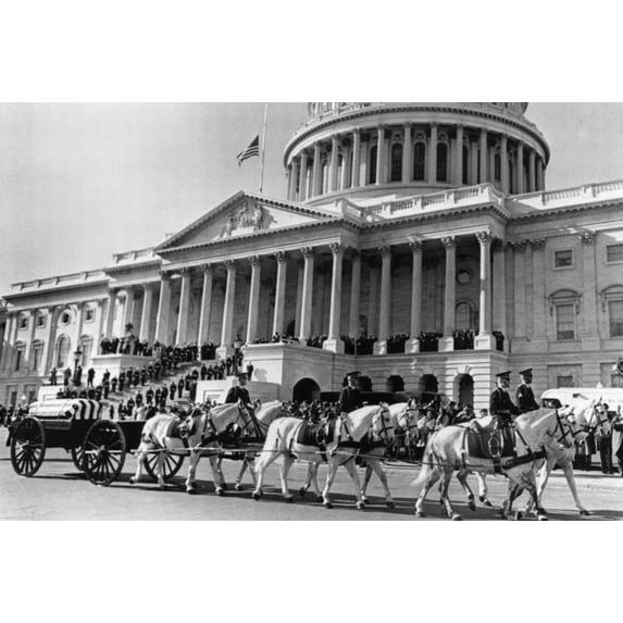 Horse-Drawn Carriages Bearing Remains Of President John F. Kennedy After His Assassination History